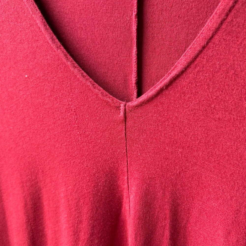 Bryn Walker Alexis Asymmetric V-Neck Bamboo Lagenlook Red Tunic Dress Size M - Picture 14 of 15
